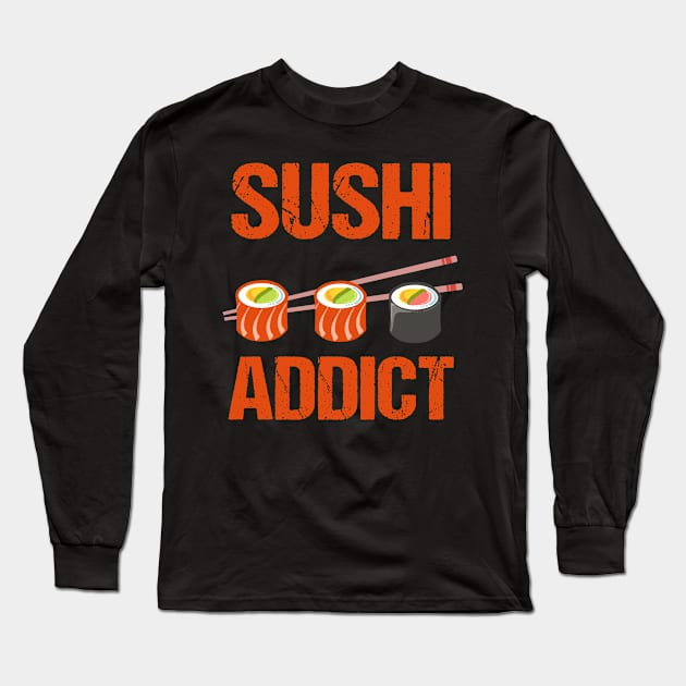 Sushi Gift Design Japanese Sashimi Anime Sushi Print Long Sleeve T-Shirt by Linco